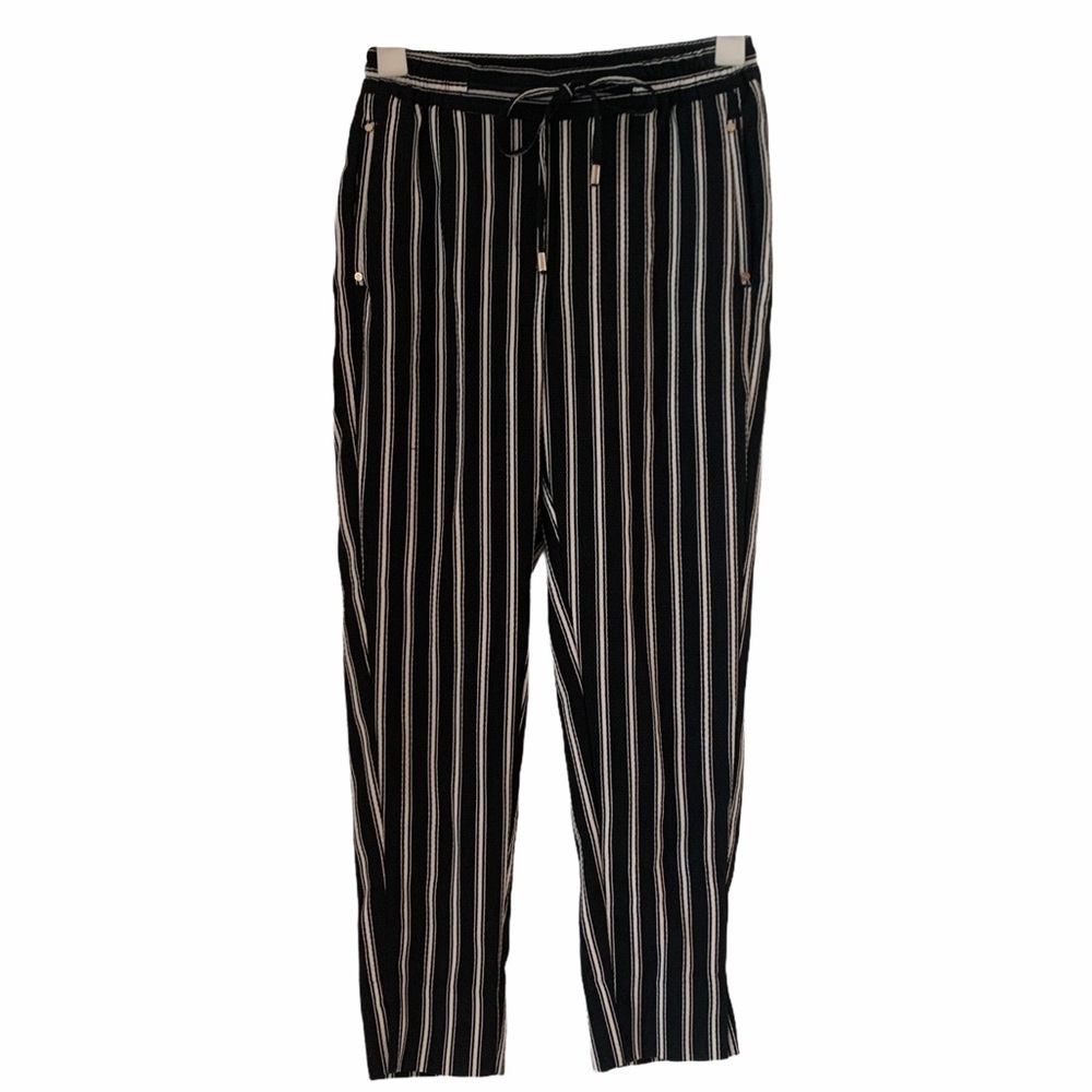 H&M Black & White Striped Cropped Pants Size 2